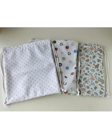 Mochila cuerdas estampada-lisa