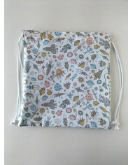 Mochila cuerdas estampada-lisa