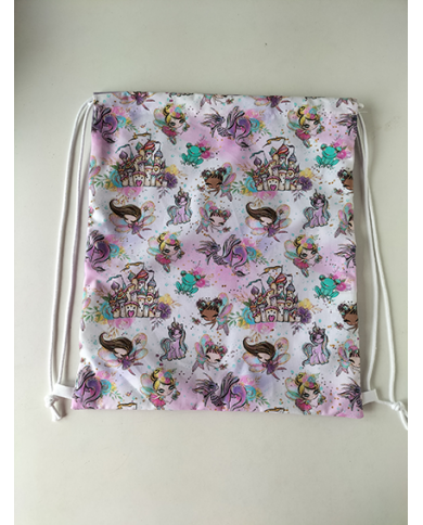 Mochila cuerdas estampada-lisa