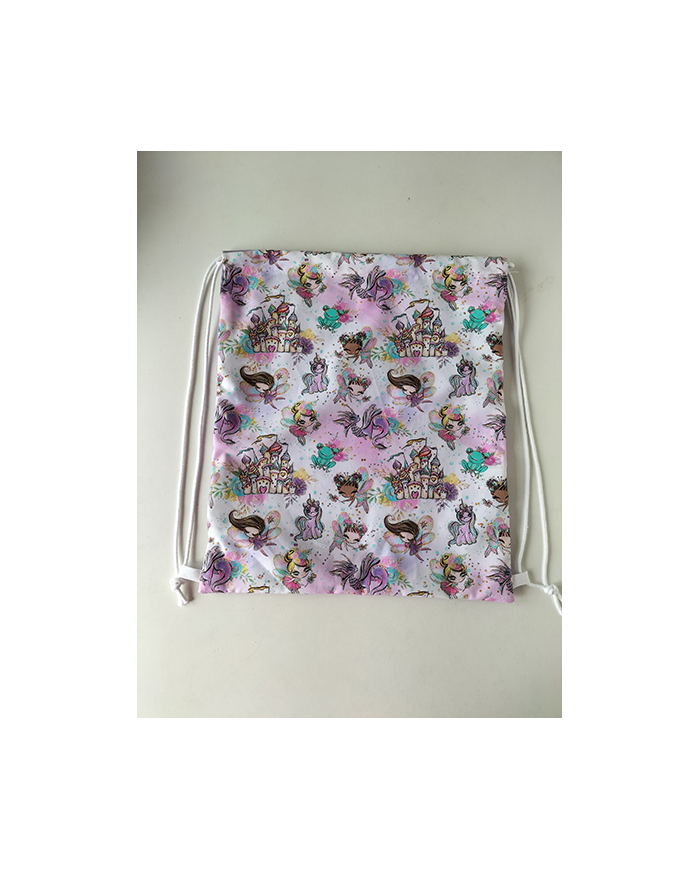 Mochila cuerdas estampada-lisa