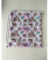 Mochila cuerdas estampada-lisa