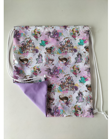 Mochila cuerdas estampada-lisa