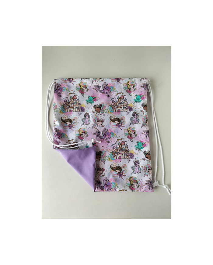 Mochila cuerdas estampada-lisa plástico