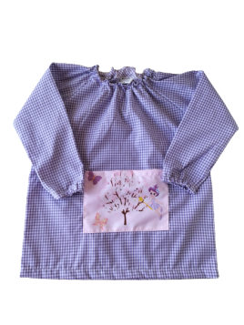 Bata coll goma butxaca estampada.