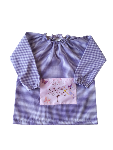 Bata cuello goma bolsillo estampado