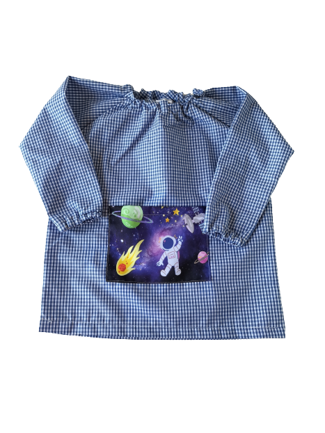 Bata cuello goma bolsillo estampado